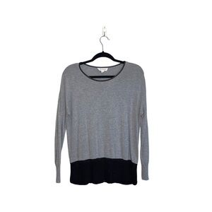 Two by Vince Camuto Gray & Black Mesh Hem Pullover Sweater Small Women’s